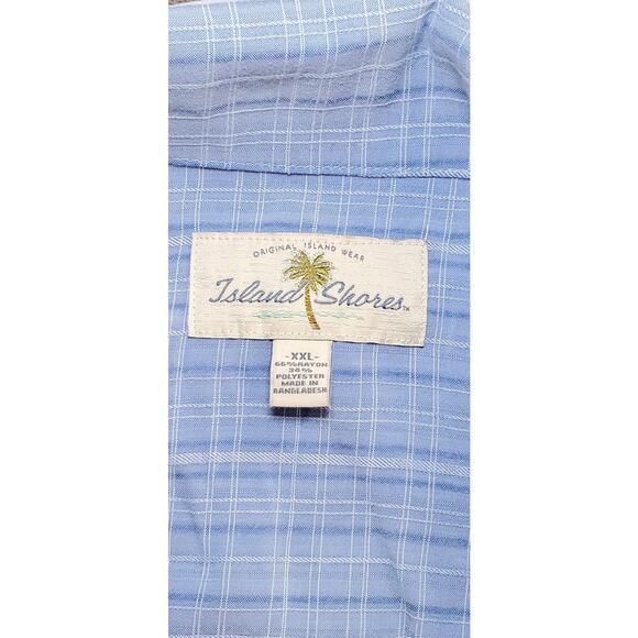 Island Shores Sz XXL Men's Short Sleeve Button Up Hawaiian Shirt Blue Pocket C24 - Picture 4 of 7
